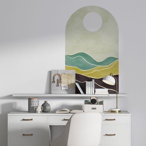 Kendinden Yapışkanlı Oval Kesim Minimalist Manzara Duvar Kağıdı Stickeri