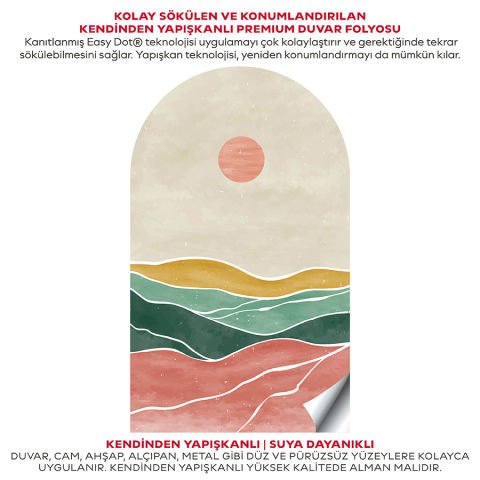 Kendinden Yapışkanlı Oval Kesim Soyut Manzara Duvar Kağıdı Stickeri