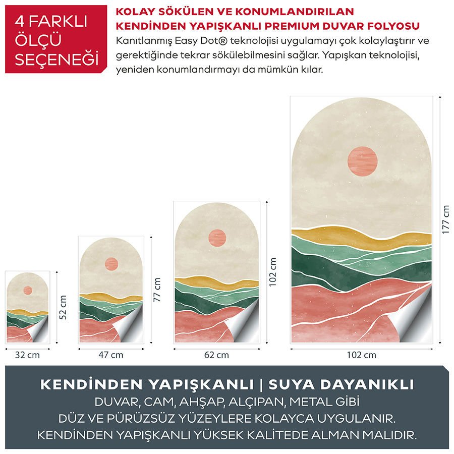 Kendinden Yapışkanlı Oval Kesim Soyut Manzara Duvar Kağıdı Stickeri 100x175cm