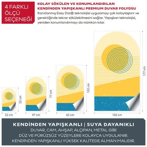 Kendinden Yapışkanlı Oval Kesim Minimalist Şekiller Duvar Kağıdı Stickeri 60x100cm