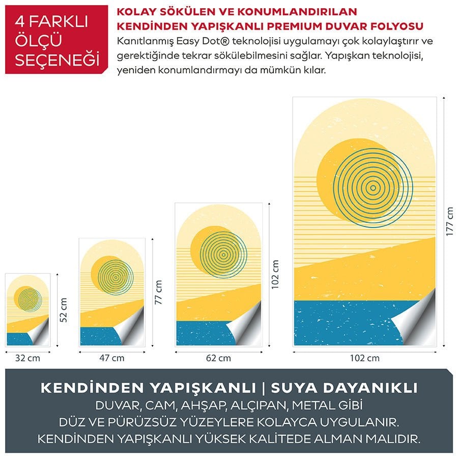 Kendinden Yapışkanlı Oval Kesim Minimalist Şekiller Duvar Kağıdı Stickeri 45x75cm