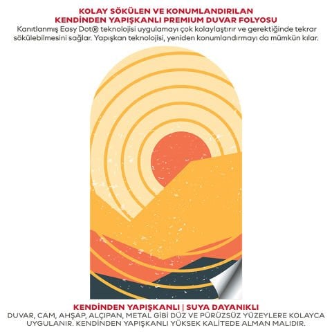 Kendinden Yapışkanlı Oval Kesim Orta Yüzyıl Şekiller Duvar Kağıdı Stickeri