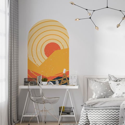 Kendinden Yapışkanlı Oval Kesim Orta Yüzyıl Şekiller Duvar Kağıdı Stickeri