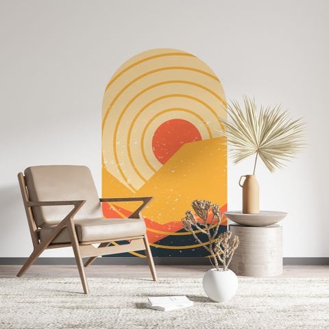 Kendinden Yapışkanlı Oval Kesim Orta Yüzyıl Şekiller Duvar Kağıdı Stickeri