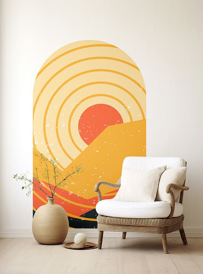 Kendinden Yapışkanlı Oval Kesim Orta Yüzyıl Şekiller Duvar Kağıdı Stickeri