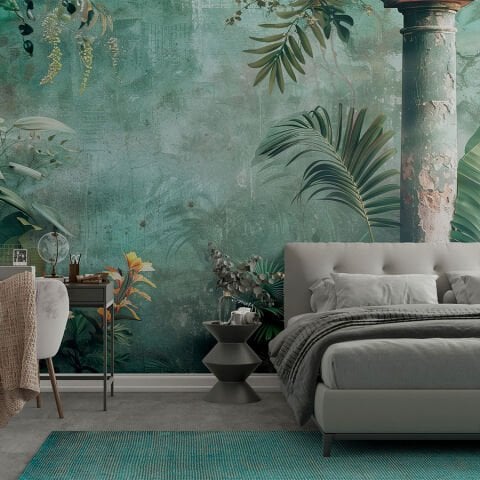 Antik Kalıntılar Tropikal Duvar Kağıdı, Grunge Botanik Duvar Kağıdı