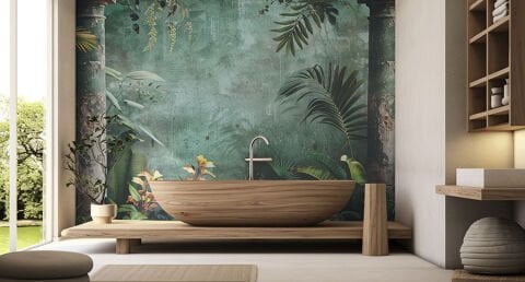 Antik Kalıntılar Tropikal Duvar Kağıdı, Grunge Botanik Duvar Kağıdı