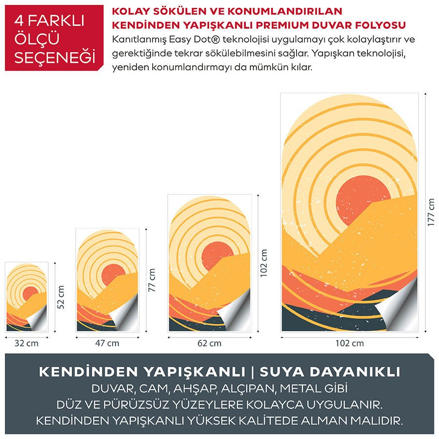 Kendinden Yapışkanlı Oval Kesim Orta Yüzyıl Şekiller Duvar Kağıdı Stickeri 100x175cm