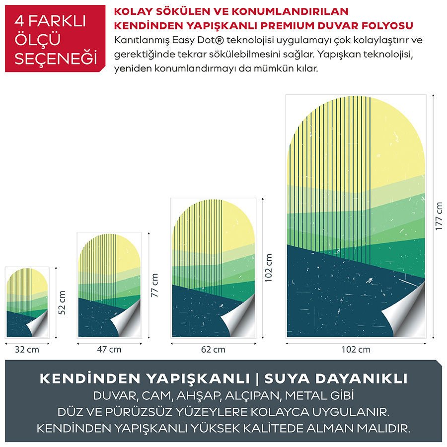Kendinden Yapışkanlı Oval Kesim Minimalist Şekiller Duvar Kağıdı Stickeri 30x50cm