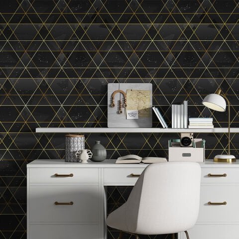 Lüks Kozmik Desenli Geometrik Kendinden Yapışkanlı Duvar Kağıdı, Çok Amaçlı PVC Folyo