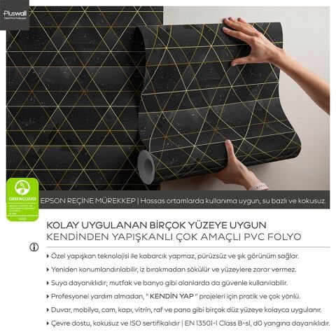 Lüks Kozmik Desenli Geometrik Kendinden Yapışkanlı Duvar Kağıdı, Çok Amaçlı PVC Folyo