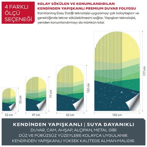 Kendinden Yapışkanlı Oval Kesim Minimalist Şekiller Duvar Kağıdı Stickeri 60x100cm