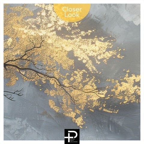 Soyut Altın Ağaç Duvar Kağıdı, Lüks Japandi Duvar Sanatı