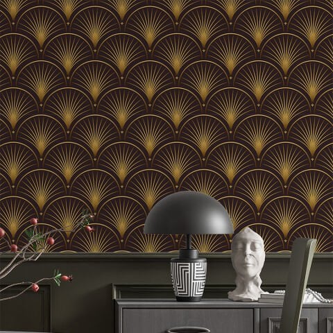 Lüks Art Deco Şık ve Zarif Kendinden Yapışkanlı Duvar Kağıdı, Çok Amaçlı PVC Folyo