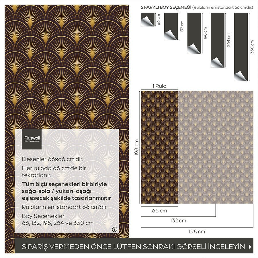 Lüks Art Deco Şık ve Zarif Kendinden Yapışkanlı Duvar Kağıdı, Çok Amaçlı PVC Folyo