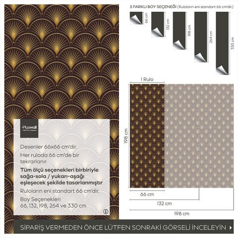 Lüks Art Deco Şık ve Zarif Kendinden Yapışkanlı Duvar Kağıdı, Çok Amaçlı PVC Folyo