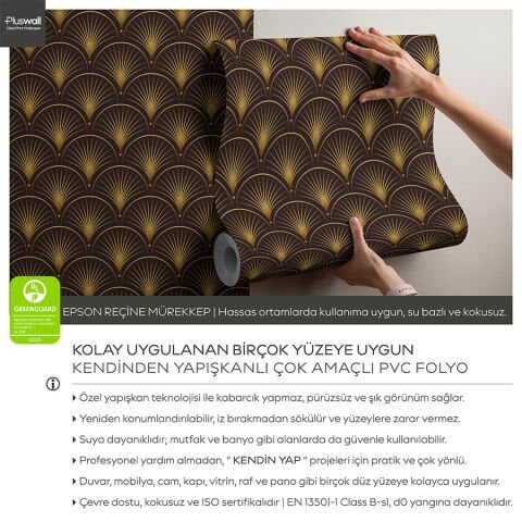 Lüks Art Deco Şık ve Zarif Kendinden Yapışkanlı Duvar Kağıdı, Çok Amaçlı PVC Folyo