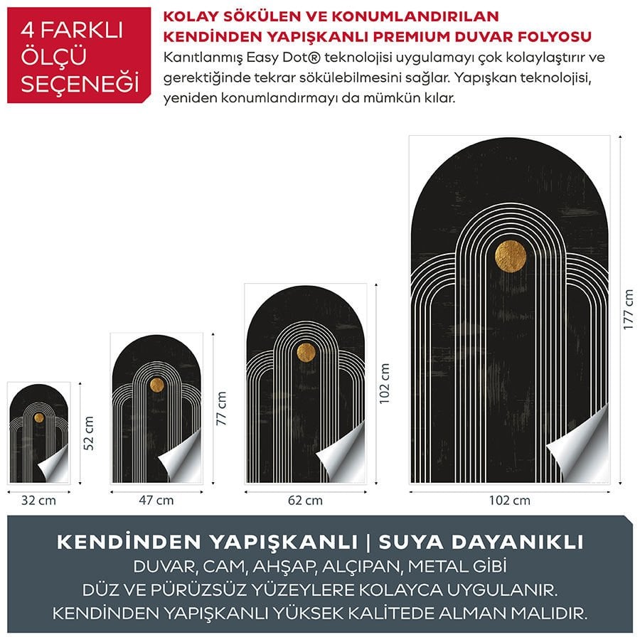 Kendinden Yapışkanlı Oval Kesim Boho Şekiller Duvar Kağıdı Stickeri 100x175cm