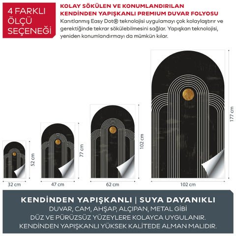 Kendinden Yapışkanlı Oval Kesim Boho Şekiller Duvar Kağıdı Stickeri 100x175cm