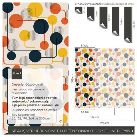 Soyut Geometrik Vintage Kendinden Yapışkanlı Duvar Kağıdı, Çok Amaçlı PVC Folyo