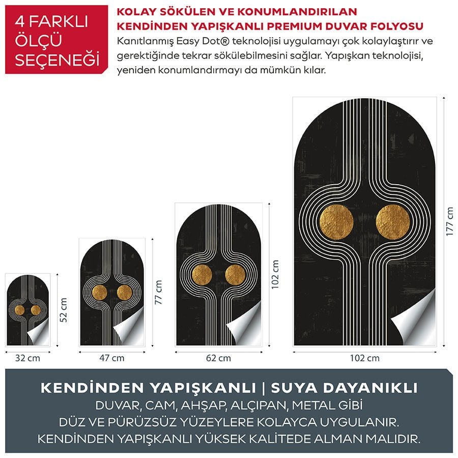 Kendinden Yapışkanlı Oval Kesim Boho Şekiller Duvar Kağıdı Stickeri 60x100cm