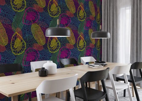 Tropikal Orman Yaprakları Salon Duvar Kağıdı