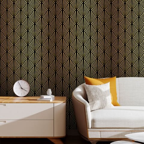 Art Deco Deniz Kabuğu Desenli Kendinden Yapışkanlı Duvar Kağıdı