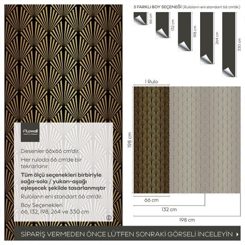 Art Deco Deniz Kabuğu Desenli Kendinden Yapışkanlı Duvar Kağıdı