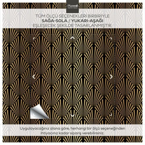 Art Deco Deniz Kabuğu Desenli Kendinden Yapışkanlı Duvar Kağıdı