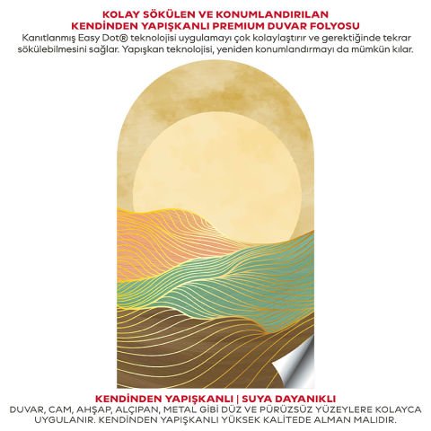 Kendinden Yapışkanlı Oval Kesim Minimalist Manzara Duvar Kağıdı Stickeri