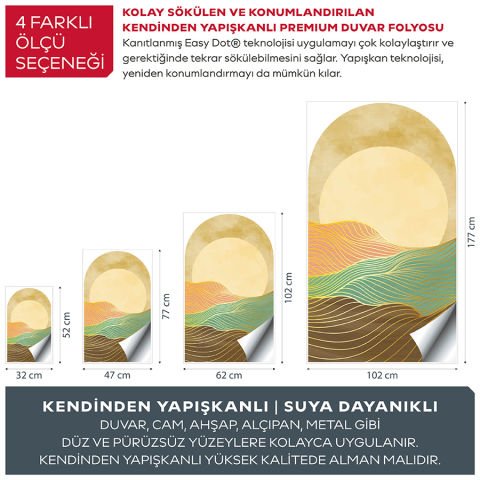 Kendinden Yapışkanlı Oval Kesim Minimalist Manzara Duvar Kağıdı Stickeri