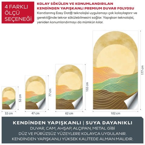 Kendinden Yapışkanlı Oval Kesim Minimalist Manzara Duvar Kağıdı Stickeri 60x100cm