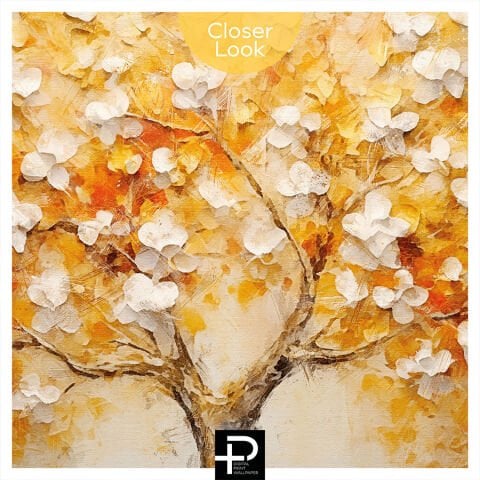 Vintage Altın Ağaç Duvar Kağıdı, Cesur Yağlı Boya Duvar Resmi