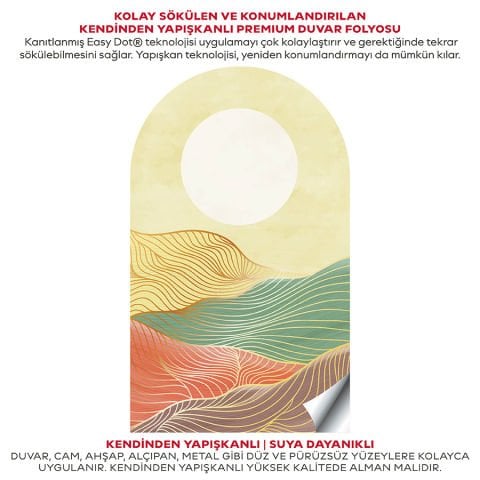 Kendinden Yapışkanlı Oval Kesim Orta Yüzyıl Manzara Duvar Kağıdı Stickeri 60x100cm