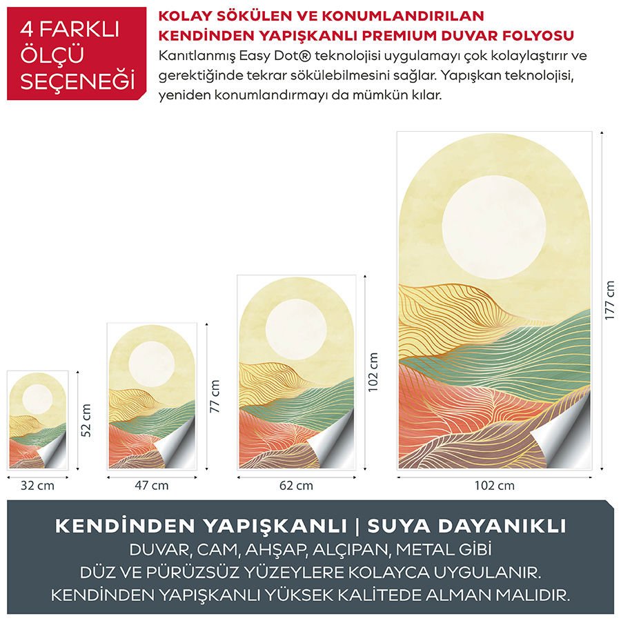 Kendinden Yapışkanlı Oval Kesim Orta Yüzyıl Manzara Duvar Kağıdı Stickeri 60x100cm