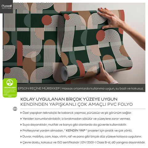 Orta Yüzyıl Tarzı Geometrik Desenli DIY Duvar Kağıdı, Kendinden Yapışkanlı Çok Amaçlı PVC Folyo