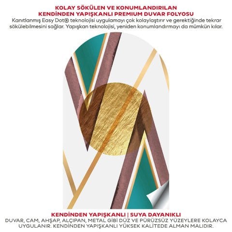 Kendinden Yapışkanlı Oval Kesim Geometrik Mermer Desenli Duvar Kağıdı Stickeri