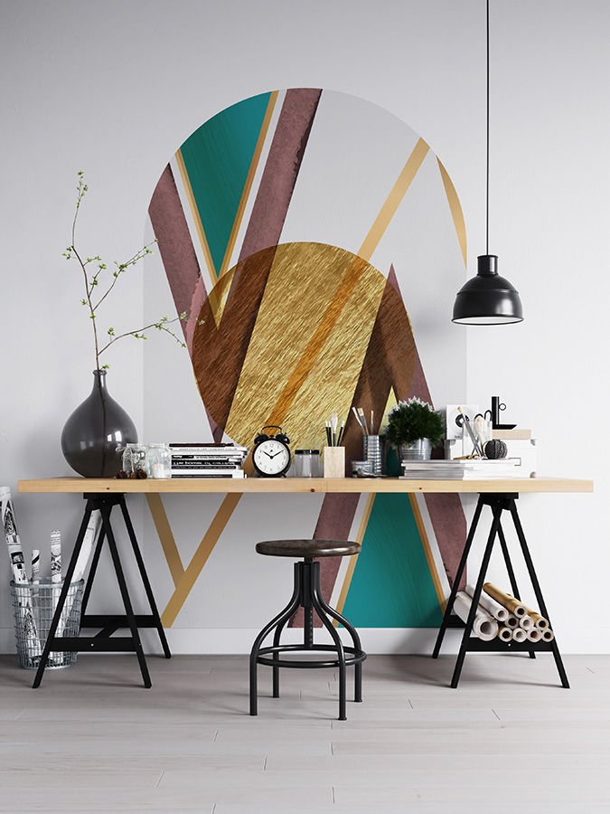 Kendinden Yapışkanlı Oval Kesim Geometrik Mermer Desenli Duvar Kağıdı Stickeri