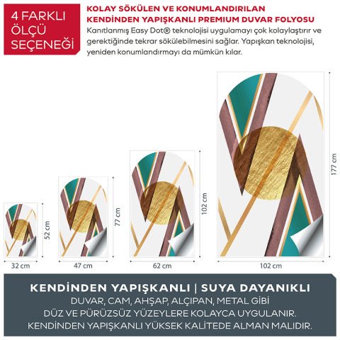 Kendinden Yapışkanlı Oval Kesim Geometrik Mermer Desenli Duvar Kağıdı Stickeri 30x50cm