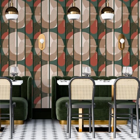 Geometrik Orta Yüzyıl Tarzı Desenli DIY Duvar Kağıdı, Kendinden Yapışkanlı Çok Amaçlı PVC Folyo