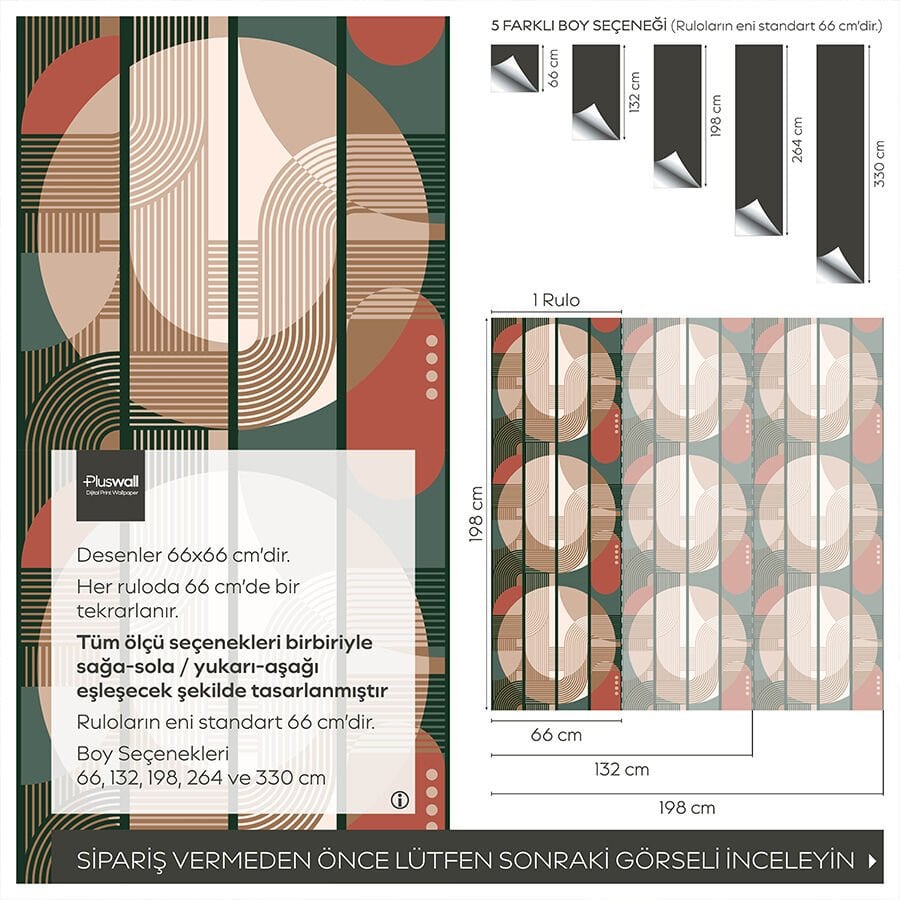 Geometrik Orta Yüzyıl Tarzı Desenli DIY Duvar Kağıdı, Kendinden Yapışkanlı Çok Amaçlı PVC Folyo