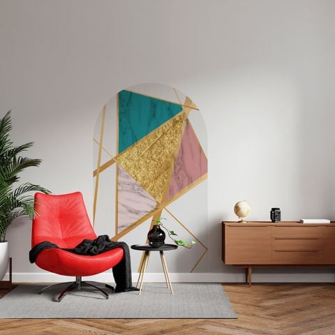 Kendinden Yapışkanlı Oval Kesim Kübizm Şekiller Duvar Kağıdı Stickeri