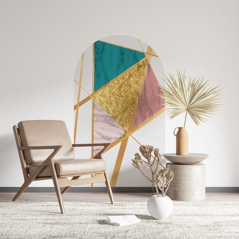 Kendinden Yapışkanlı Oval Kesim Kübizm Şekiller Duvar Kağıdı Stickeri