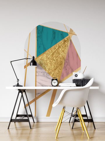 Kendinden Yapışkanlı Oval Kesim Kübizm Şekiller Duvar Kağıdı Stickeri